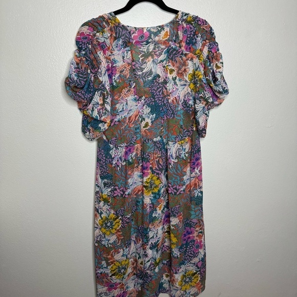 Anthropologie Womens XS Akemi + Kin Multicolor Valencia Floral V Neck Dress - Picture 11 of 16